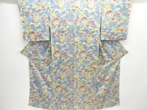 大正ロマン　錦紗草花模様着物